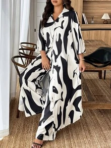 Weeklong Bộ 2 món áo sơ mi dài tay in họa tiết tie dye cỡ lớn dành cho nữ - Nhiều màu - Xem 4