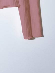 GlowEve Women's Solid Color Metal Button Design Off-Shoulder Long Sleeve Fashionable T-Shirt - Dusty Pink - View 3