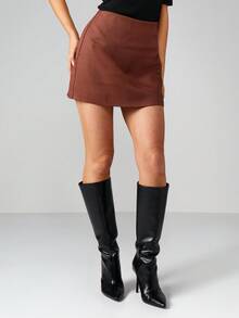 MISSGUIDED 高腰千鸟格迷你裙棕黑色A字办公室专业秋冬商务休闲迷你裙 - 彩色 - 查看 5