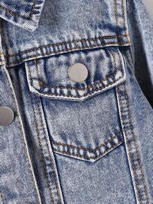 女婴牛仔外套，秋冬新品，浅蓝色牛仔布，复古风格，修身版型，舒适棉质牛仔面料，适合休闲外出、居家休闲、聚会等各种场合，2025秋季新品 - 淺色水洗藍 - 查看 7