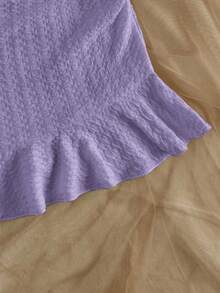 Soleia 女士度假白色纹理不对称扭纹胸围荷叶边下摆紧身迷你连衣裙，修身收腰，适合派对