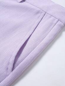 Calvornis Men's Simple Solid Color Lapel Collar Suit Jacket And Trousers Set - Mauve Purple - View 6