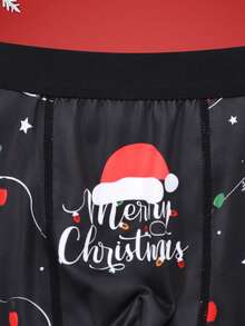 Christmas Funny Print Cartoon Quirky Santa Claus, Gift Box, Candy Cane, Bell, Snowflake, Snowman, Family Party Men's Mid-Length Boxer Briefs - Multicolor - View 3