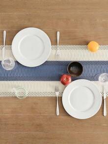 1 件波西米亚风格桌旗 Macrame 桌旗，适用于家居装饰，奶油色和棕色 Macrame 桌旗带流苏，适用于波西米亚风格餐厅卧室装饰、乡村新娘送礼会、农舍乡村风格桌旗、餐垫、感恩节圣诞节家居装饰（多种尺寸可选） - 八字天空藍 - 查看 9