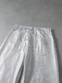 Manfinity Denimwave 男士街头派对休闲宽松直筒裤 - 銀色 - 查看 9