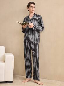 EverLounge 男士休闲绅士风家居服套装，适合室内外穿着，冬季服装 - 彩色 - 查看 4