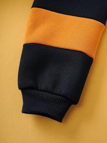 TOM & JERRY X SHEIN 小男孩卡通图案拼色圆领落肩长袖休闲卫衣 - 彩色 - 查看 6