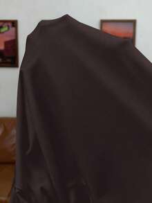 SHEIN EZwear 大码纯色立领荷叶边长袖休闲百搭T恤/冬季 - 棕色 - 查看 5