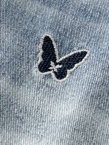 Sparklyn Teen Girls' New Fashion Snowflake Washed Distressed Embroidered Wide-Leg Jeans - Light Wash - View 3