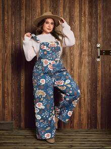 EMERY ROSE Quần yếm denim họa tiết phương Tây cổ điển cỡ lớn dành cho nữ - Nhiều màu - Xem 4