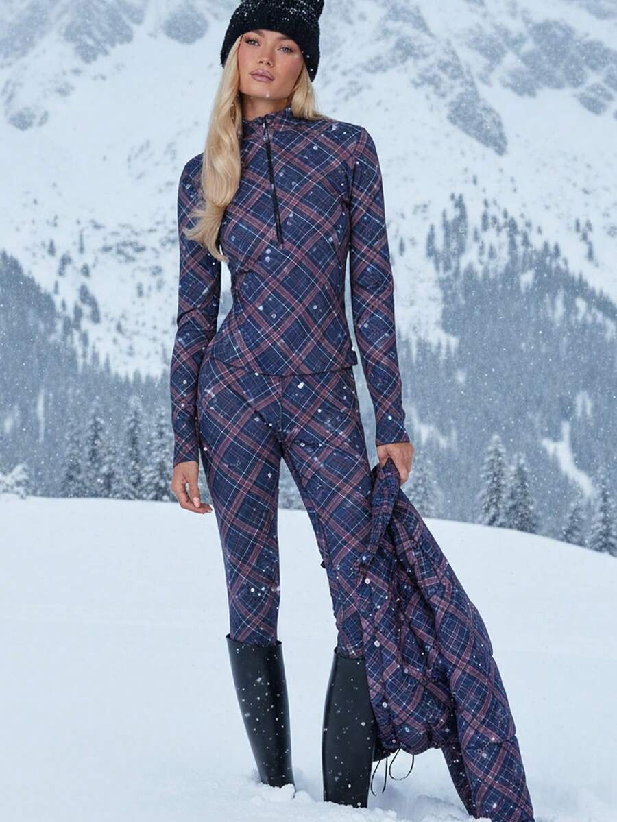 Athîral بدلة رياضية كاجوال للنساء مكونة من جاكيت سحاب وبنطلون مخطط