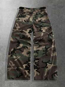 ROMWE MEN Street Life Calça Jeans Camuflada Casual Reta de Perna Larga e Estilo Cargo Fashionable para Homens - Multicolorido - Visão 2