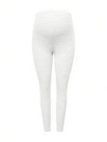 Modmama Pregnant Women's Solid Color Ribbed High Elasticity Casual Leggings - White - View 8