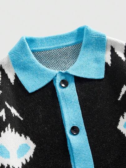 Street Life Men's Cardigan Sweater With Pop Art Surreal Pattern