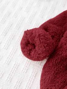 Cozy Pixies Baby Girl Cat Pattern Thermal Lined Hooded Long Sleeve Pullover Sweatshirt - Red - View 6