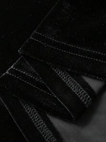 Dazy Plus 大码女式加厚丝绒方领宽松灯笼袖优雅衬衫，秋冬长袖女装 - 黑色 - 查看 7