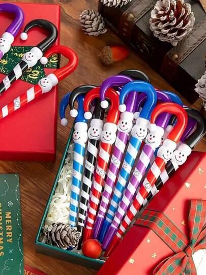 Joivida Christmas Pens, Christmas Snowman Ballpoint Pens, Snowman Umbrella Cane Pen For Office Christmas Party Prize Gift Supplies, Office Celebration, Seasonal Prizes, Fun Stationery(Random Color)