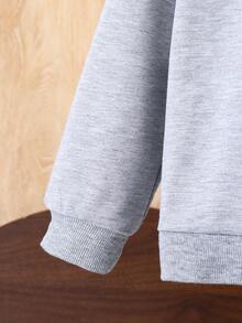 少女甜美可爱长袖彼得潘领卫衣搭配杏色喇叭裤套装，时尚简约通勤秋冬 - 灰色 - 查看 3