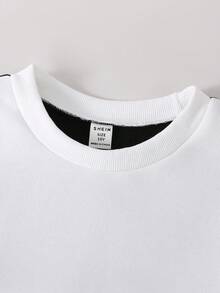 SHEIN Explorewe 男童休闲学院风拼接保暖长袖卫衣套装，适合日常穿着、返校季及秋冬季校园穿着。 - 黑色 - 查看 6