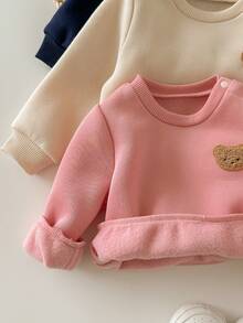 新生女婴可爱针织保暖长袖运动衫和裤子套装，秋冬 - 彩色 - 查看 5