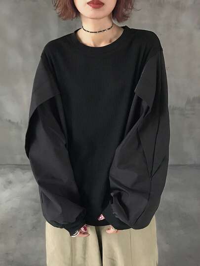 FRIFUL レディース カジュアル パッチワーク 長袖 スウェットシャツ 秋冬