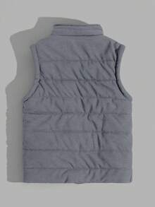 EURMUSE Men High Quality Special Fabric Sleeveless Regular Winter Coat Vest - Grey - View 2