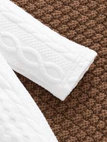 SHEIN 1pc Baby Girl & Boy Fashionable Casual Cute White Textured Fabric Long Sleeve Hooded Pants, Suitable For Daily Wear And School Wear, Spring & Winter Neutral Baby Clothes - White - View 3