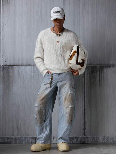  NEON BLANC 品牌男士新款纯色圆领落肩长袖套头毛衣（常规版型）