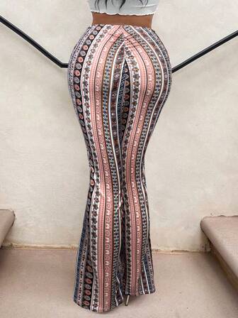 SHEIN SXY Pantalones de cintura alta con estampado y ajuste ceñido para mujer