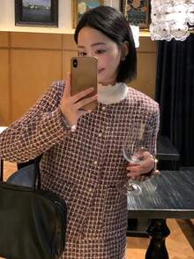 DAZY Women's Elegant Commuter Chic Jacket And Skirt 2 Pieces Set