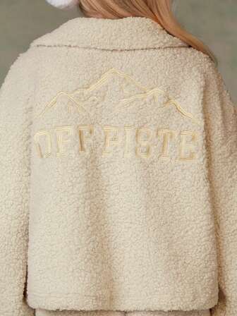 Athîral Damfleecejacka med broderad bokstav, normal passform, höst/vinter