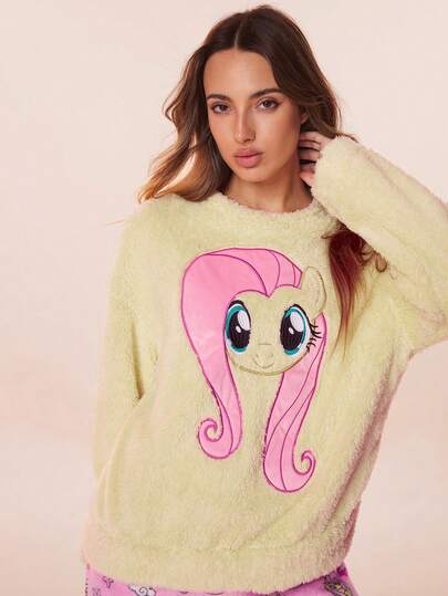 My Little Pony Horse Geborduurde Drop Shoulder Top Pants Pajama Set Schattige Pyjama Women Kawaii Cartoon view 5