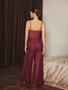 Slumberist Jumpsuit De Cami De Malla Hueco Con Detalles De Encaje