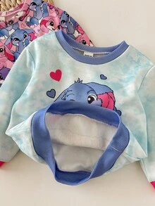 SHEIN Babygirl 可爱卡通图案休闲长袖卫衣，秋冬 - 彩色 - 查看 9