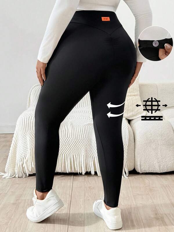 SHEIN Plus Size Pregnant Women Casual Solid Color Bottoms, Autumn/Winter  Winter Dress  Black Pants