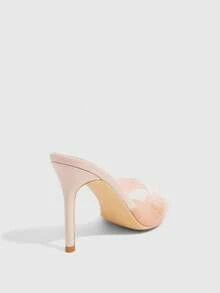 CUCCOO SZL 女士尖头杏色透明TPU穆勒高跟凉鞋 - 淺粉色 - 查看 10