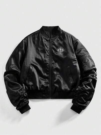 Street Life Men's Casual Cross & Letter Print Zip-Up Padded Coat, Autumn/Winter