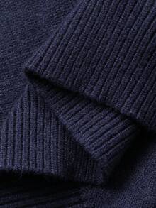 DAZY Kontrastreicher Rüschenkragen, locker sitzender Langarm Pullover, lässiger Strickpullover für Damen, Herbst/Winter