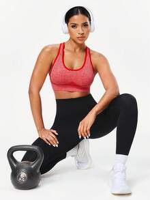 Seamluxe SHEIN Sport 1pc Medium Support Seamless Sports Bra, Racerback Design Workout Seamless Top