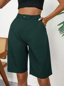 Aveloria Modichic Women's Casual Slant Pocket Bermuda Shorts - Dark Green - View 5