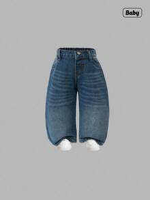 Sweetra 女婴休闲 Y2K 街头时尚破洞宽松直筒牛仔裤，百搭舒适，适合日常穿着