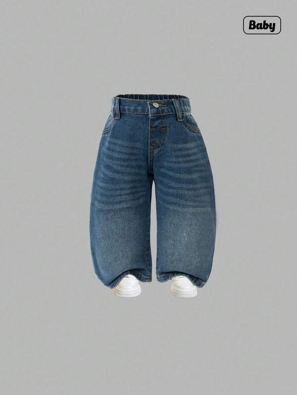 Sweetra Baby Girl Casual Y2K Street Fashion Ripped Loose Straight Denim Jeans, Versatile And Comfortable For Daily Wear