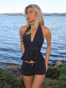 Sydney Algeri 女士西部音乐节低腰牛仔短裤，夏季 - 黑色 - 查看 6