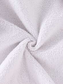 SHEIN Explorewe 少女骑士图案仿毛领长袖休闲羊毛夹克，秋冬 - 藕粉色 - 查看 5