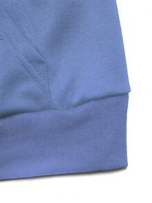 GlowEve 女式花卉装饰抽绳连帽休闲运动衫，秋冬 - 藍色 - 查看 5