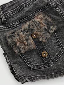 ROMWE J-Fashion Super Low Waist Distressed Studded Denim Shorts For Women, Vintage Streetwear Style