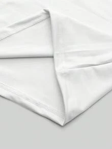 Manfinity Hypemode Áo thun nam tay dài cổ khoét đơn giản, màu trơn, thoải mái khi đi làm hàng ngày, mùa xuân/thu - trắng - Xem 6