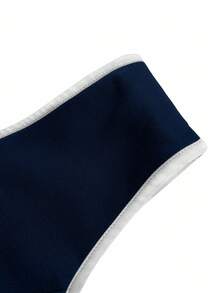 GlowEve CURVE 大码优雅通勤拼色无袖连体裤 - 藏蓝色 - 查看 4