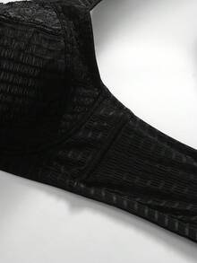 Plus Size Women Lace Patchwork Bra - Black - View 5