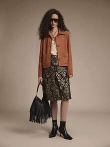 Florisole 女士优雅休闲珍珠缀饰单排扣长袖夹克